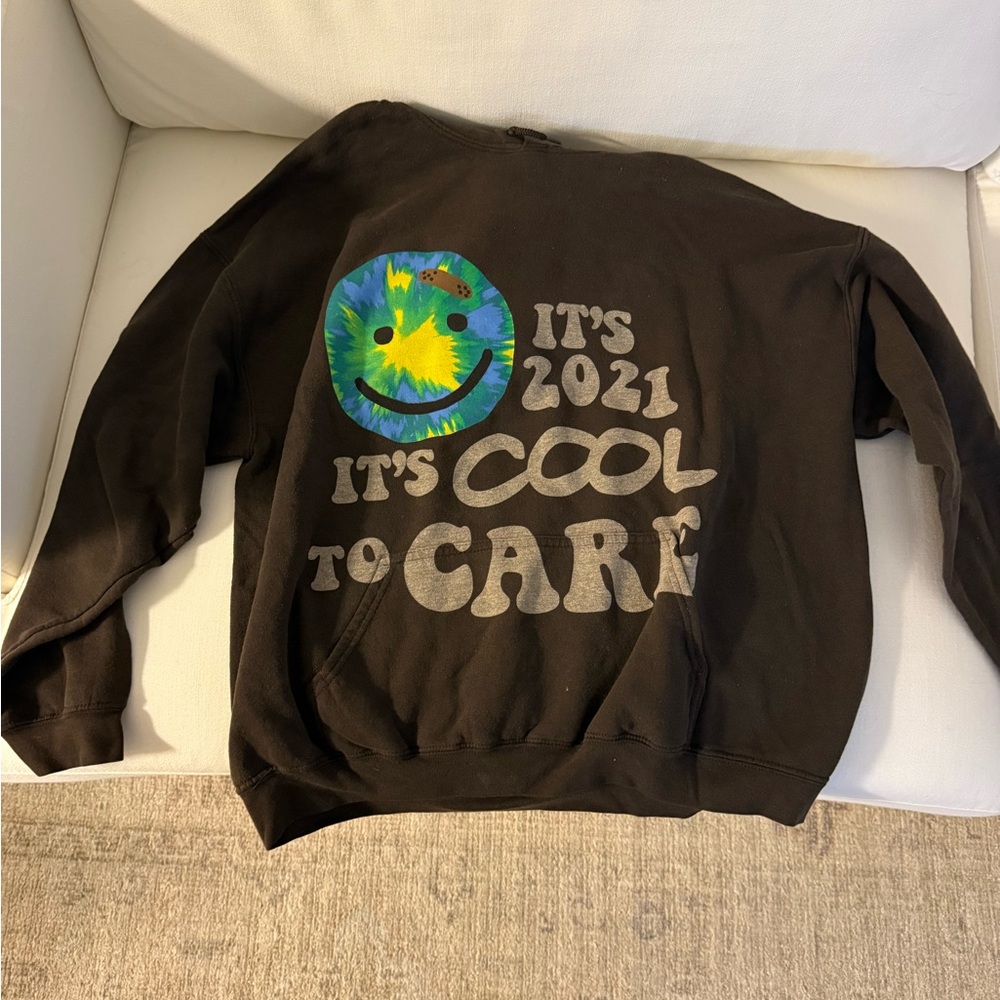 Lonely Ghost COOL TO CARE BROWN 2021 Hoodie Limited Edition